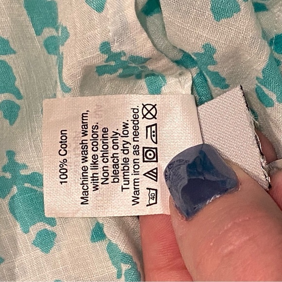 J. Crew White & Turquoise Thistle Print Popover Blouse 16279 - Picture 9 of 11